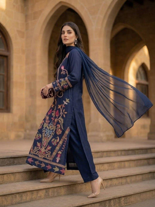 Pure Shamose Silk kaftan 3 pc fully Lined BFO-ETH-ILA