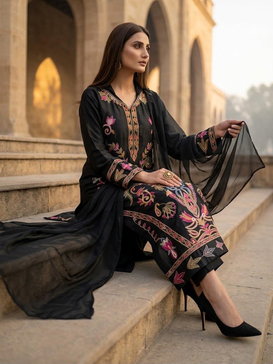 Pure Shamose Silk kaftan 3 pc fully Lined BFO-ETH-ILA