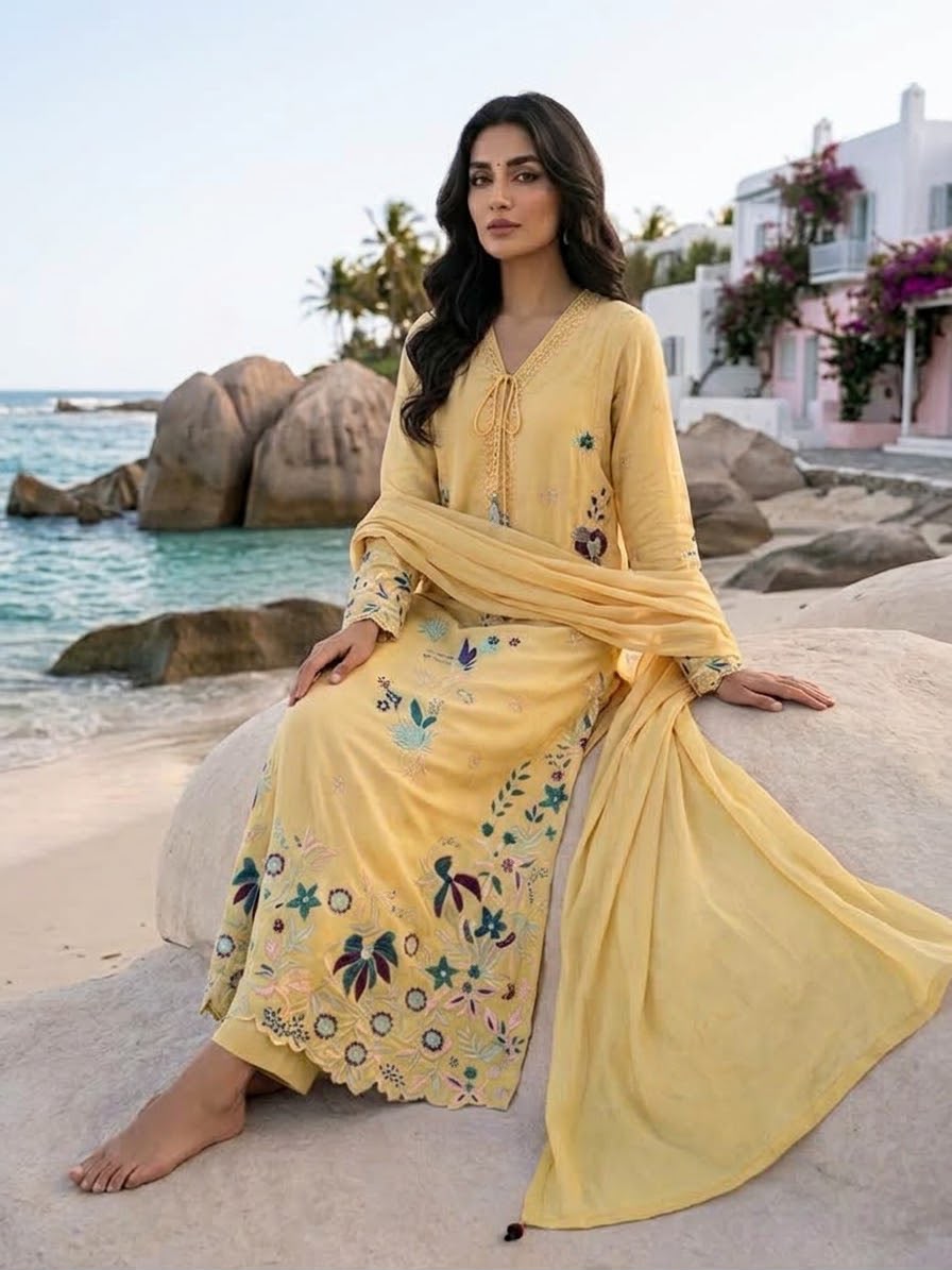 Pure Shamoze Silk Kaftan 3 pc fully Lined BFO-ETH-ILA