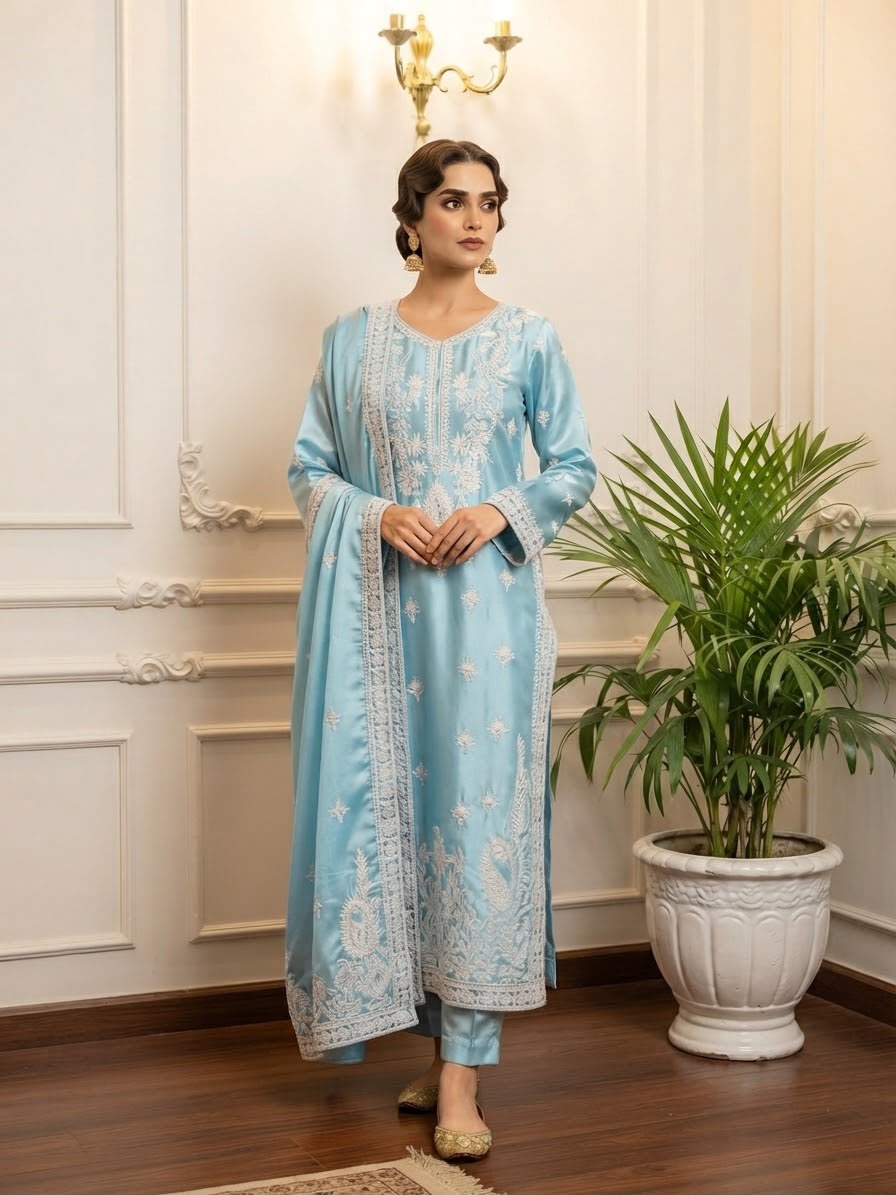 Embroidered Silk 3pc Fully Lined BFO-ETH-MNL