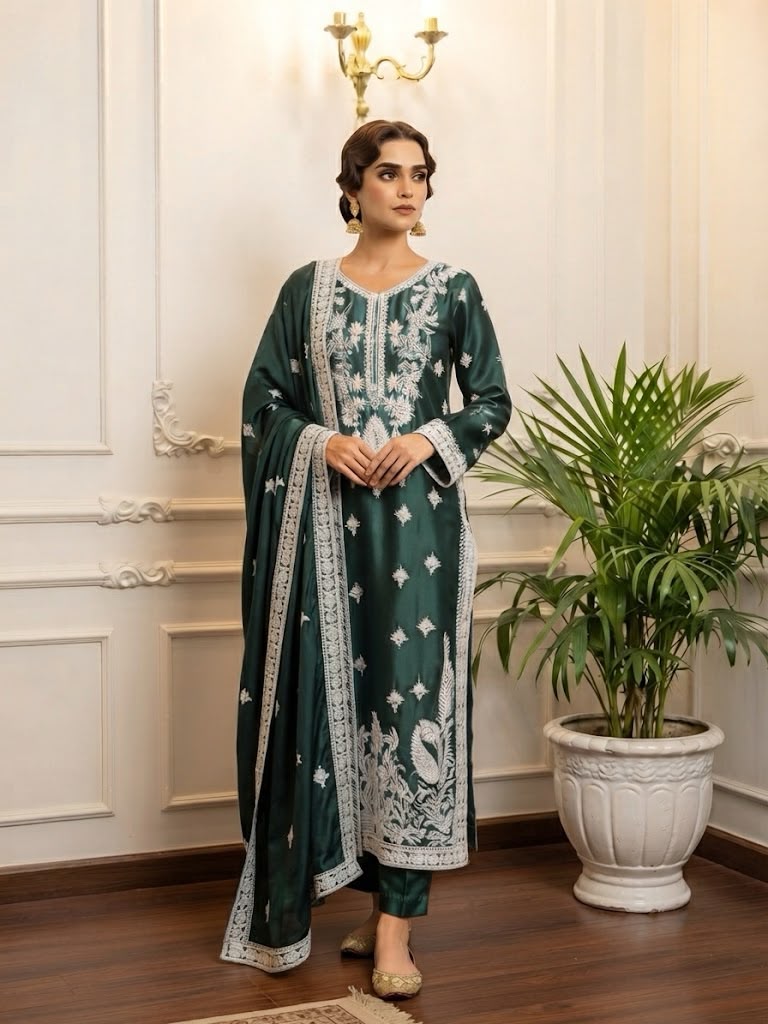 Embroidered Silk 3pc Fully Lined BFO-ETH-MNL