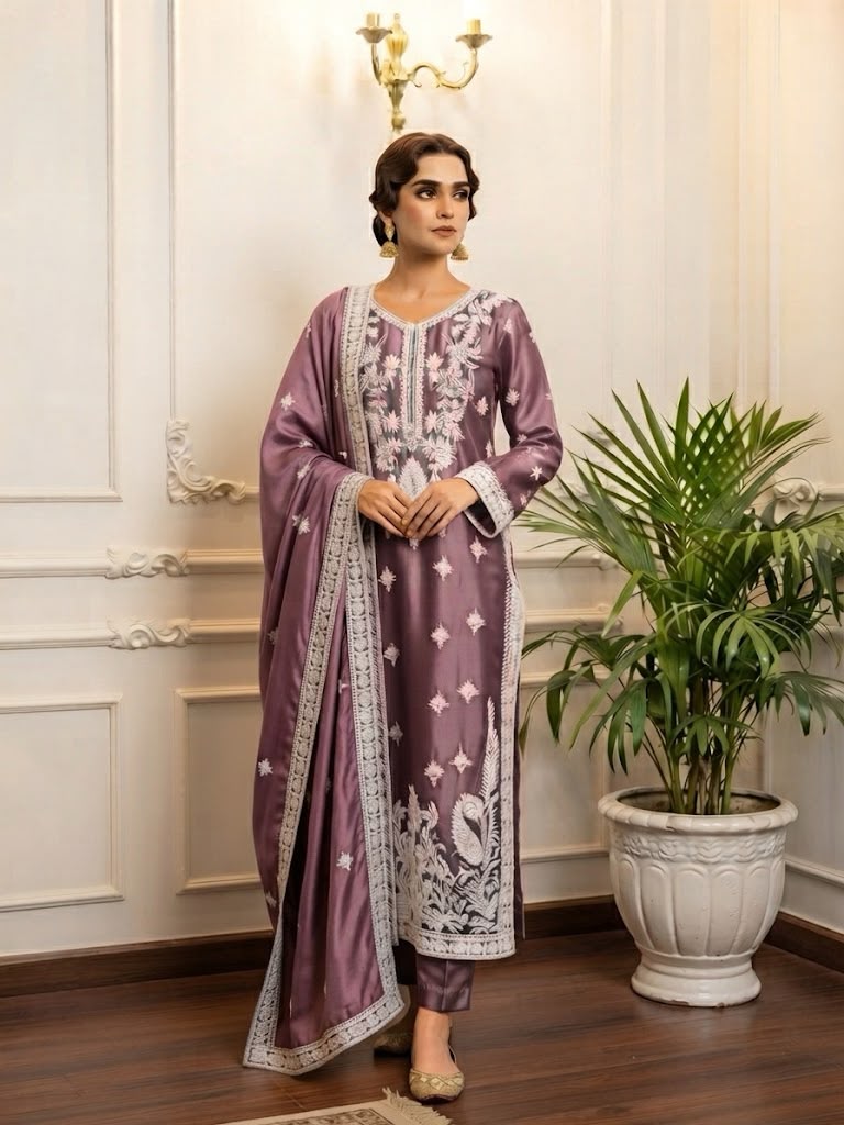 Embroidered Silk 3pc Fully Lined BFO-ETH-MNL