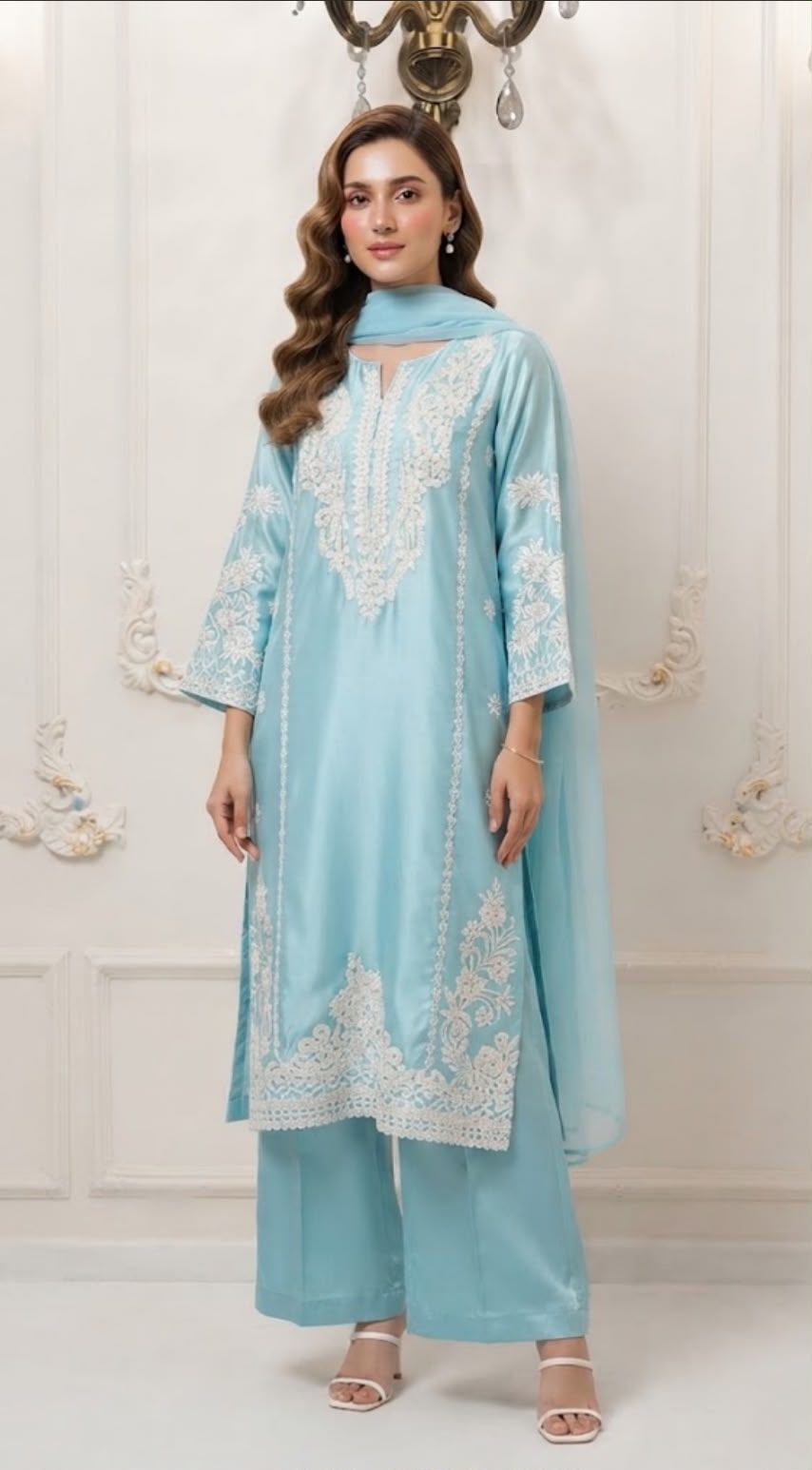 Shamooze Silk Embroided Stitched 3pc