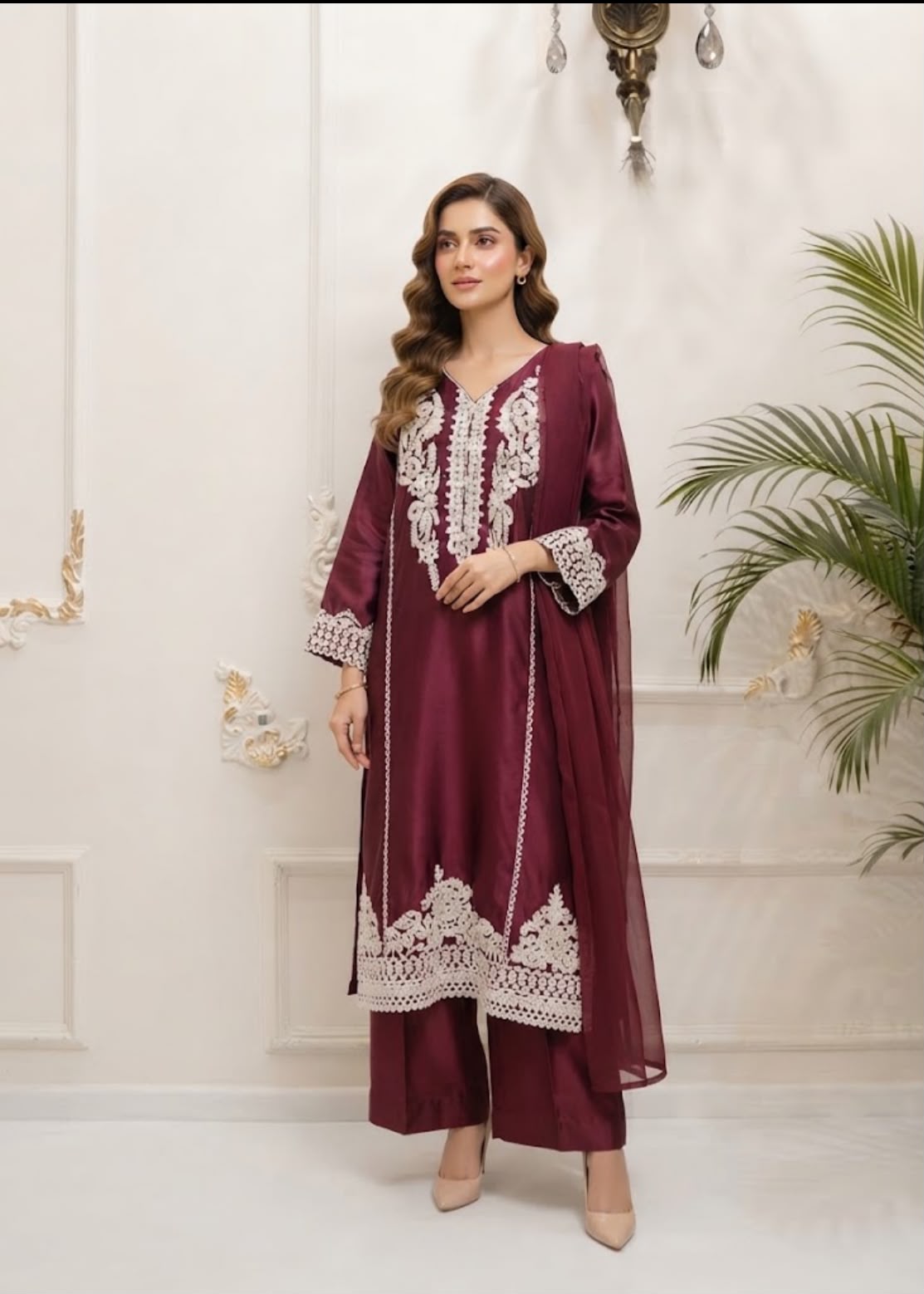 Shamooze Silk Embroided Stitched 3pc