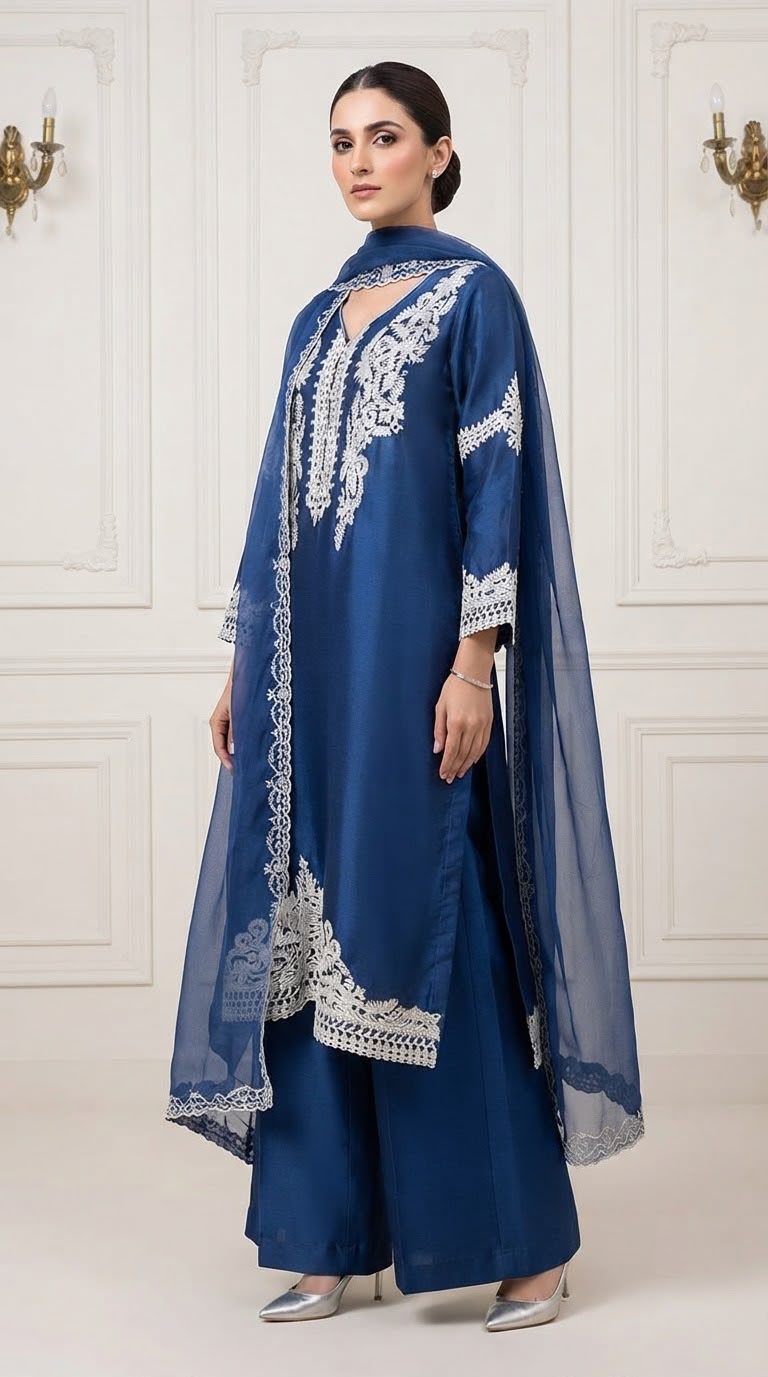 Shamooze Silk Embroided Stitched 3pc