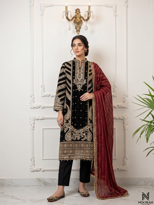 Chiffon Embroidered Stitched 3Pc