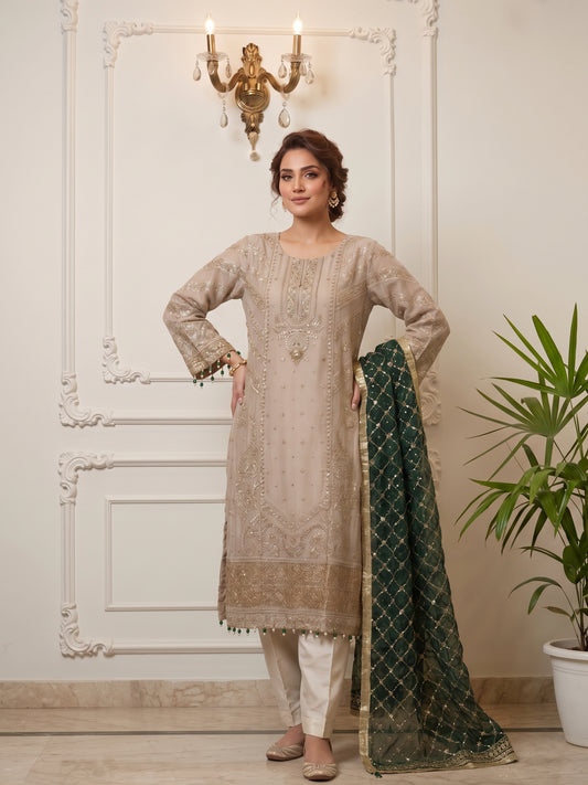 Chiffon Embroidered Stitched 3Pc