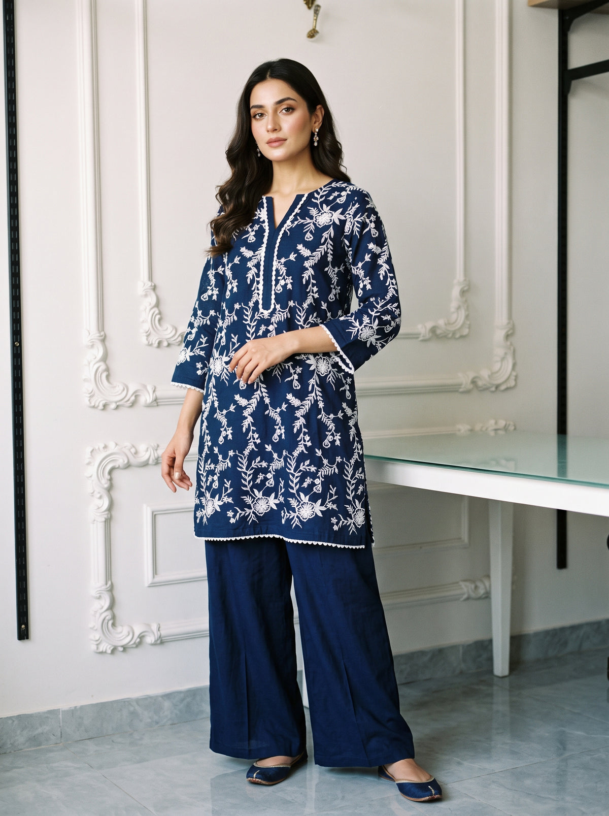 Linen Embroidered 2Pc