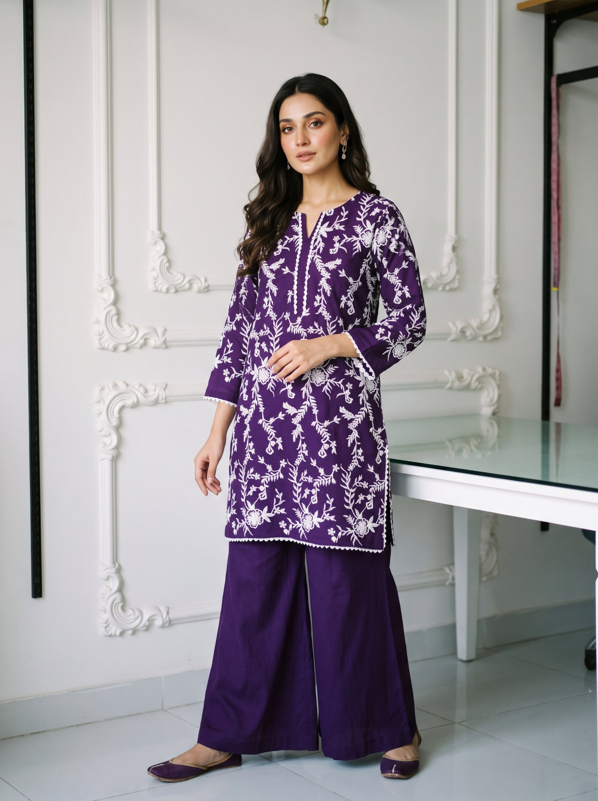 Linen Embroidered 2Pc