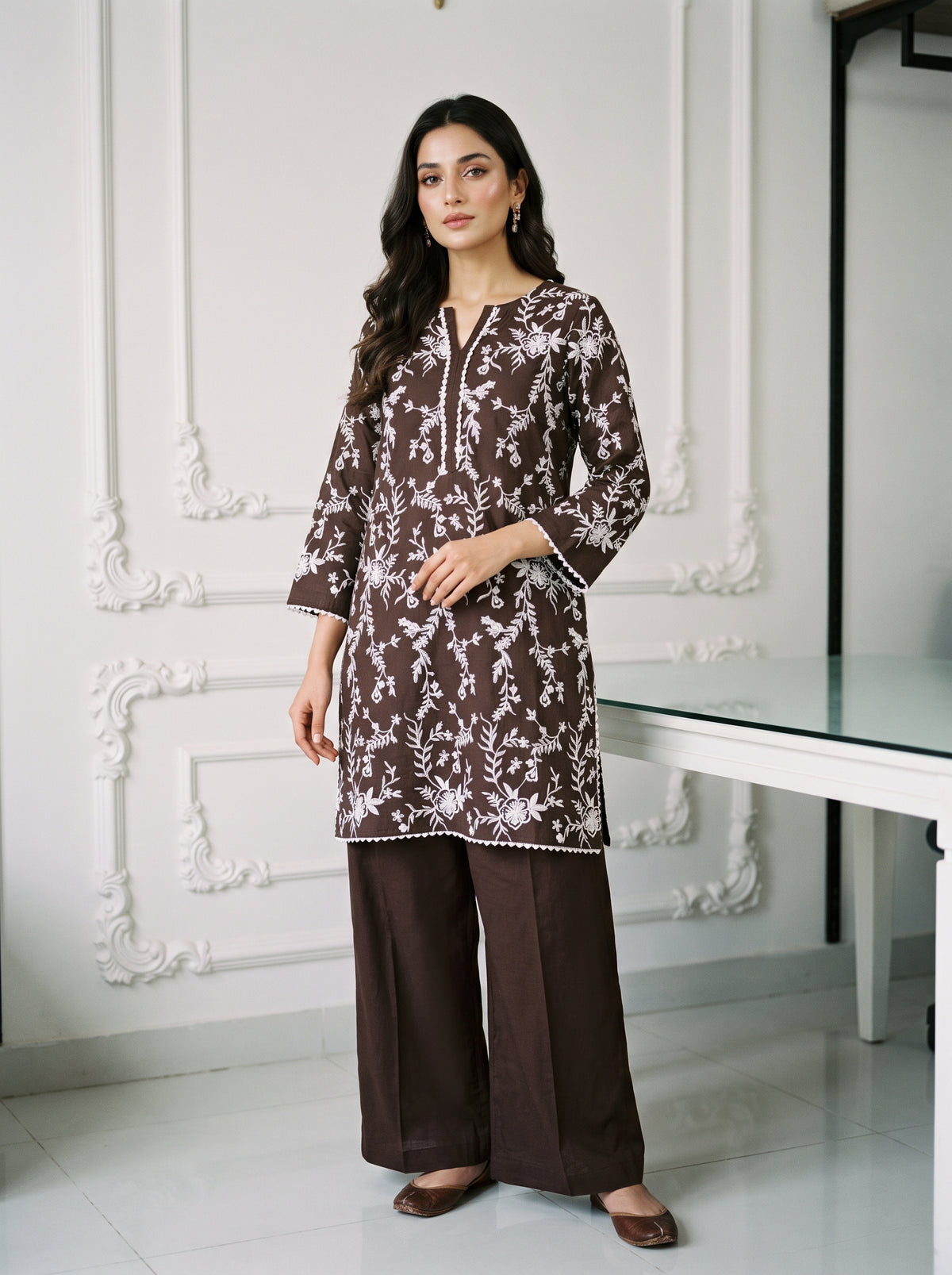 Linen Embroidered 2Pc