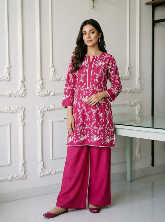 Linen Embroidered 2Pc