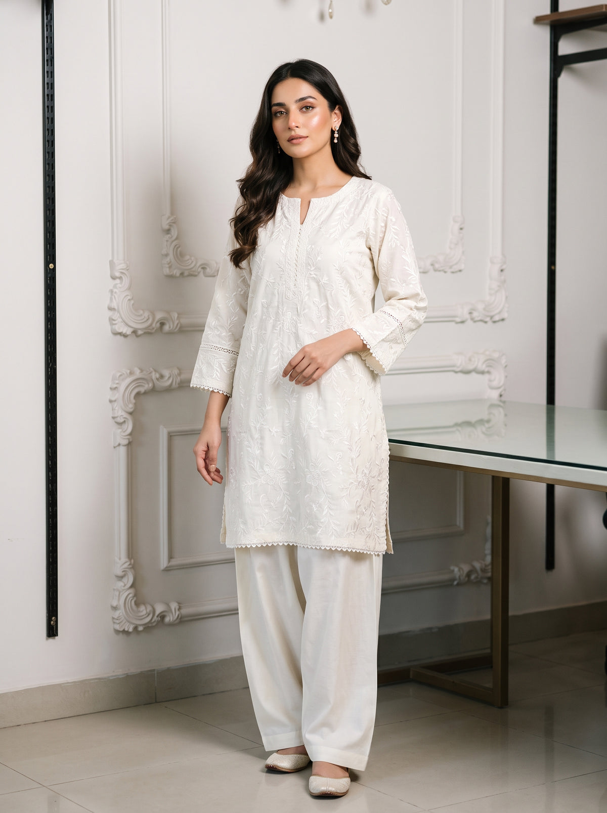 Linen Embroidered 2Pc