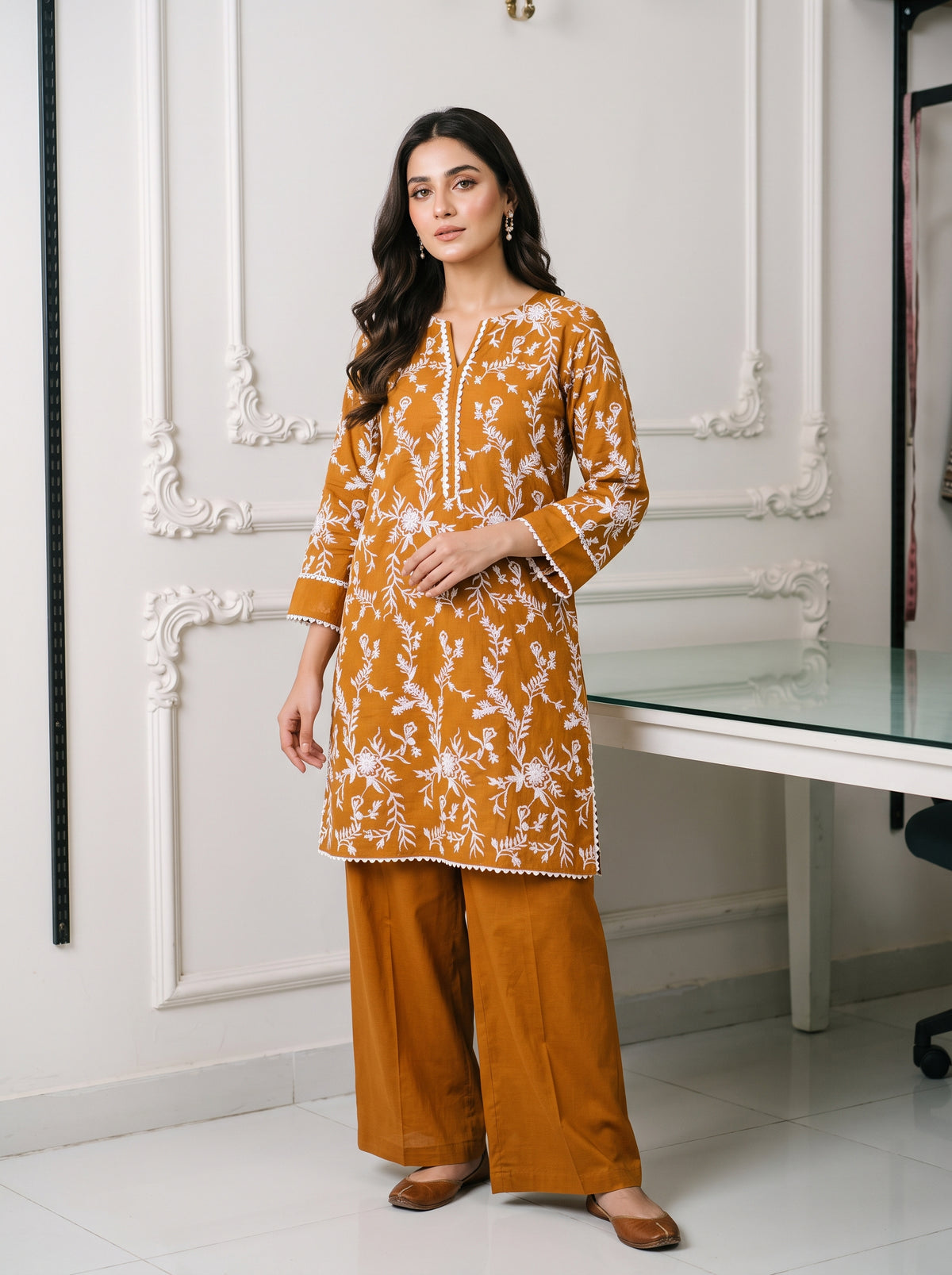 Linen Embroidered 2Pc