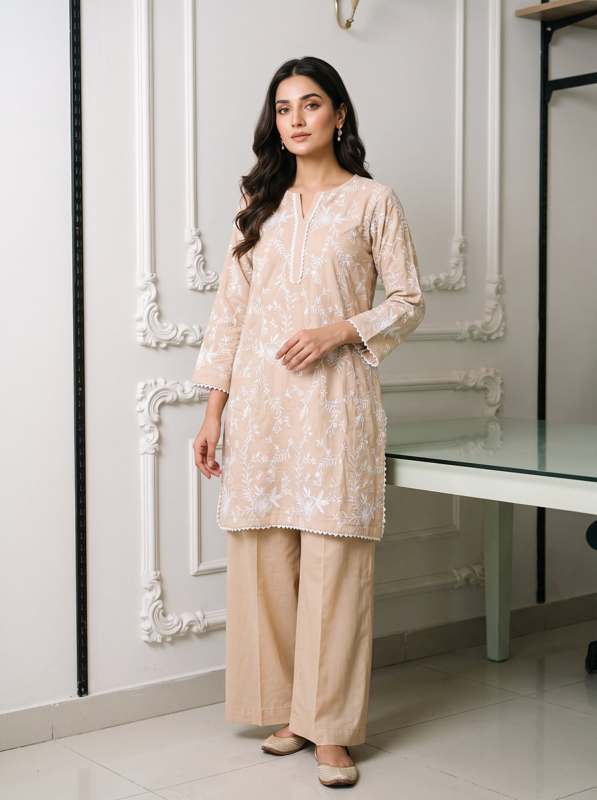 Linen Embroidered 2Pc