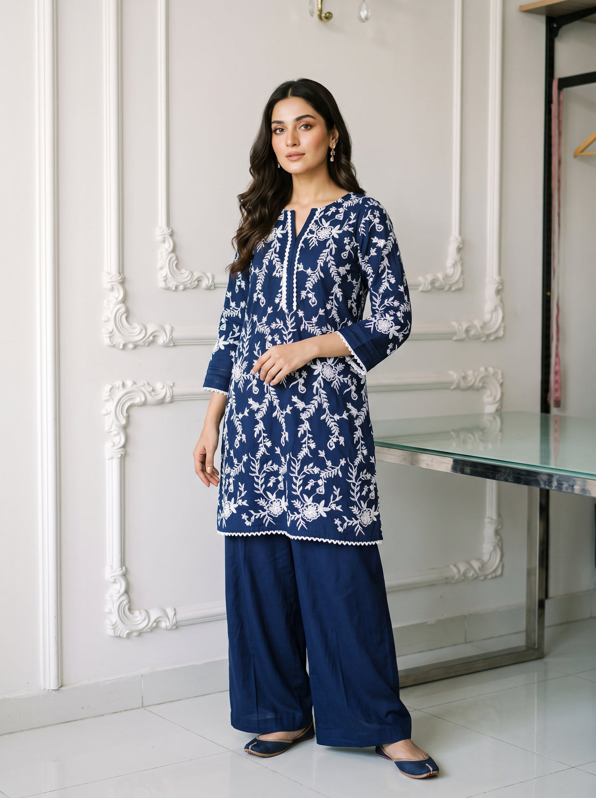 Linen Embroidered 2Pc