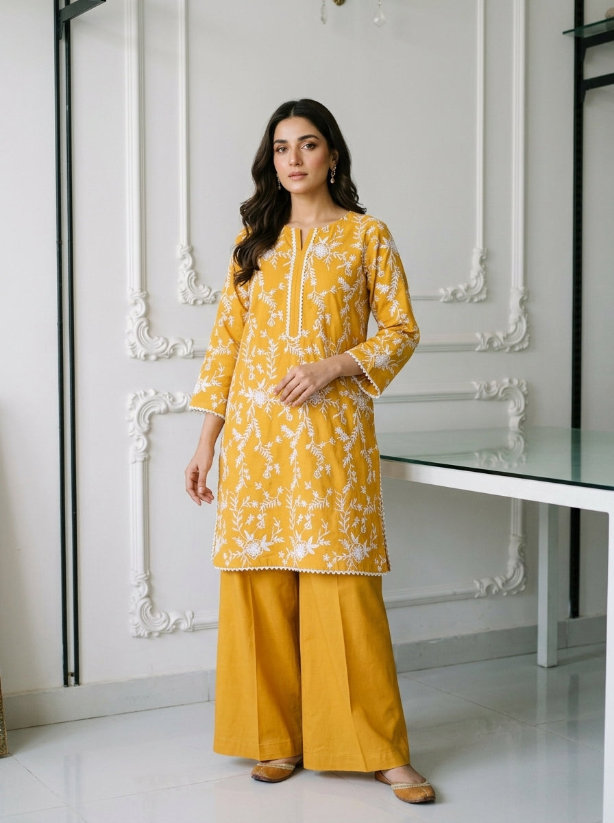 Linen Embroidered 2Pc