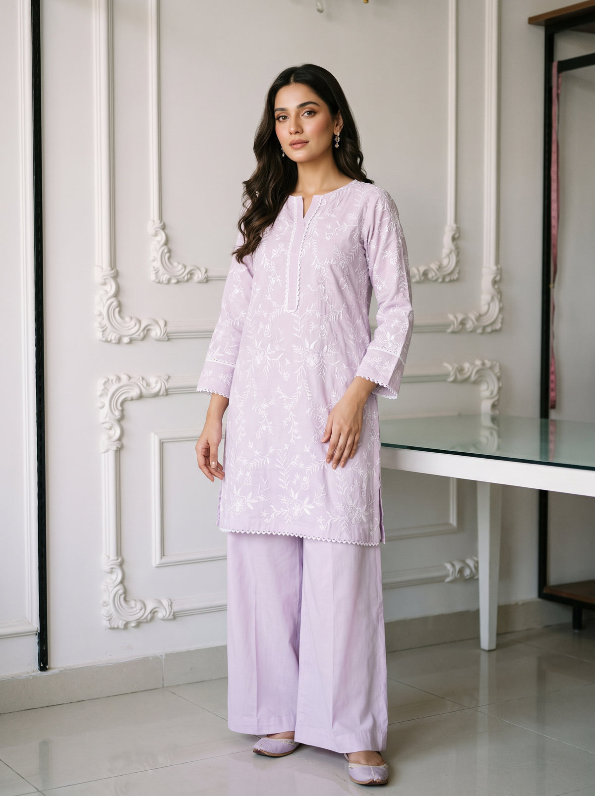 Linen Embroidered 2Pc