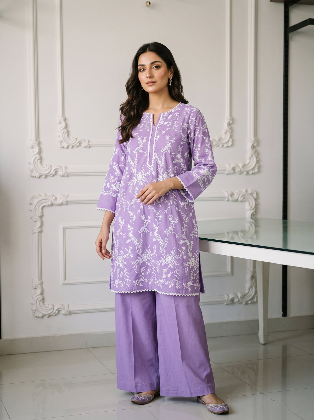 Linen Embroidered 2Pc
