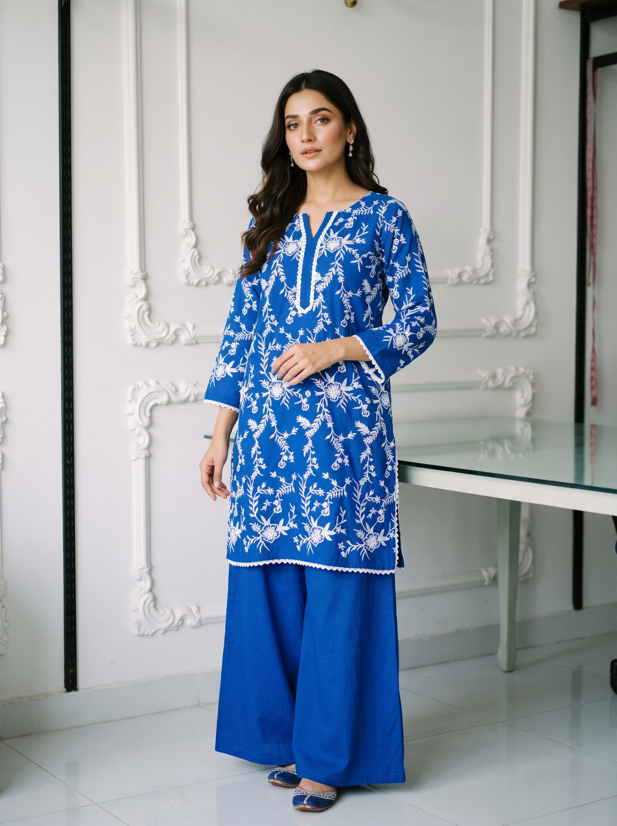 Linen Embroidered 2Pc