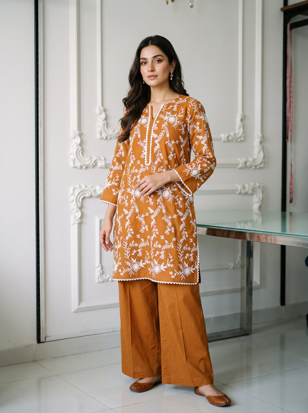 Linen Embroidered 2Pc
