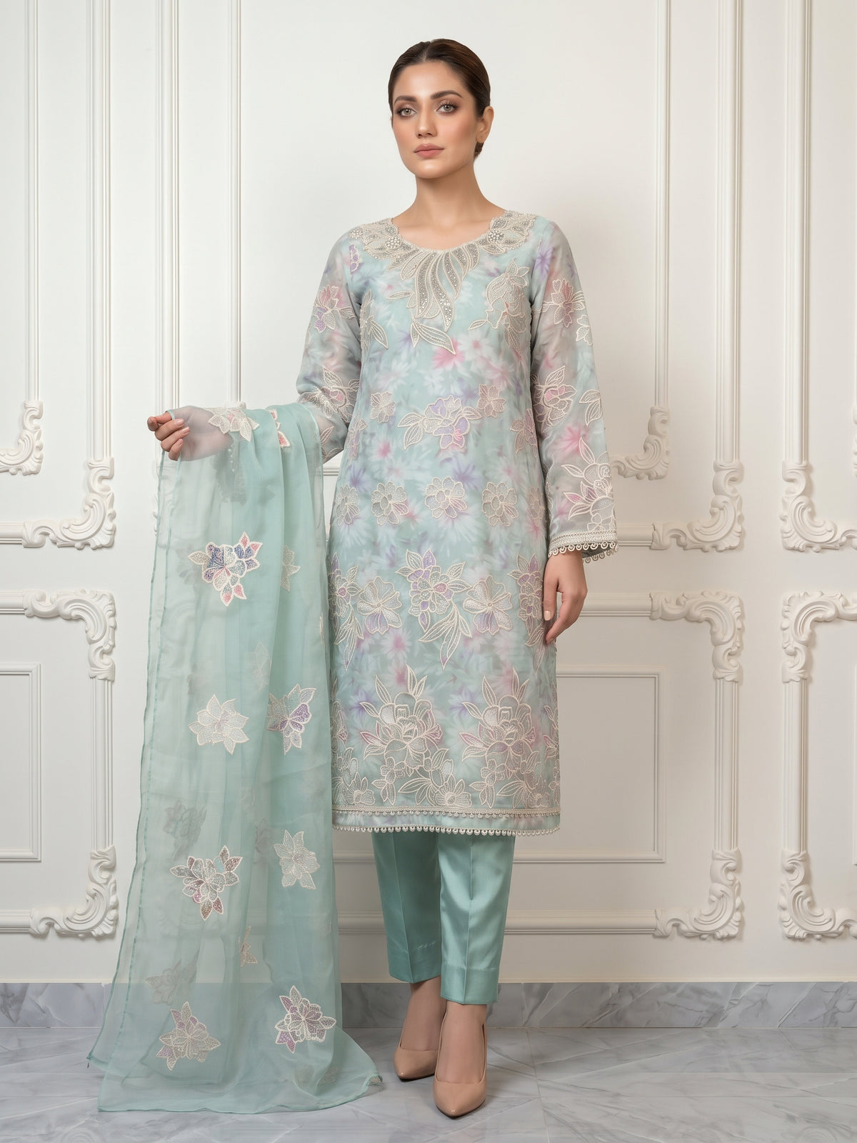 Organza 3Pc Stitched