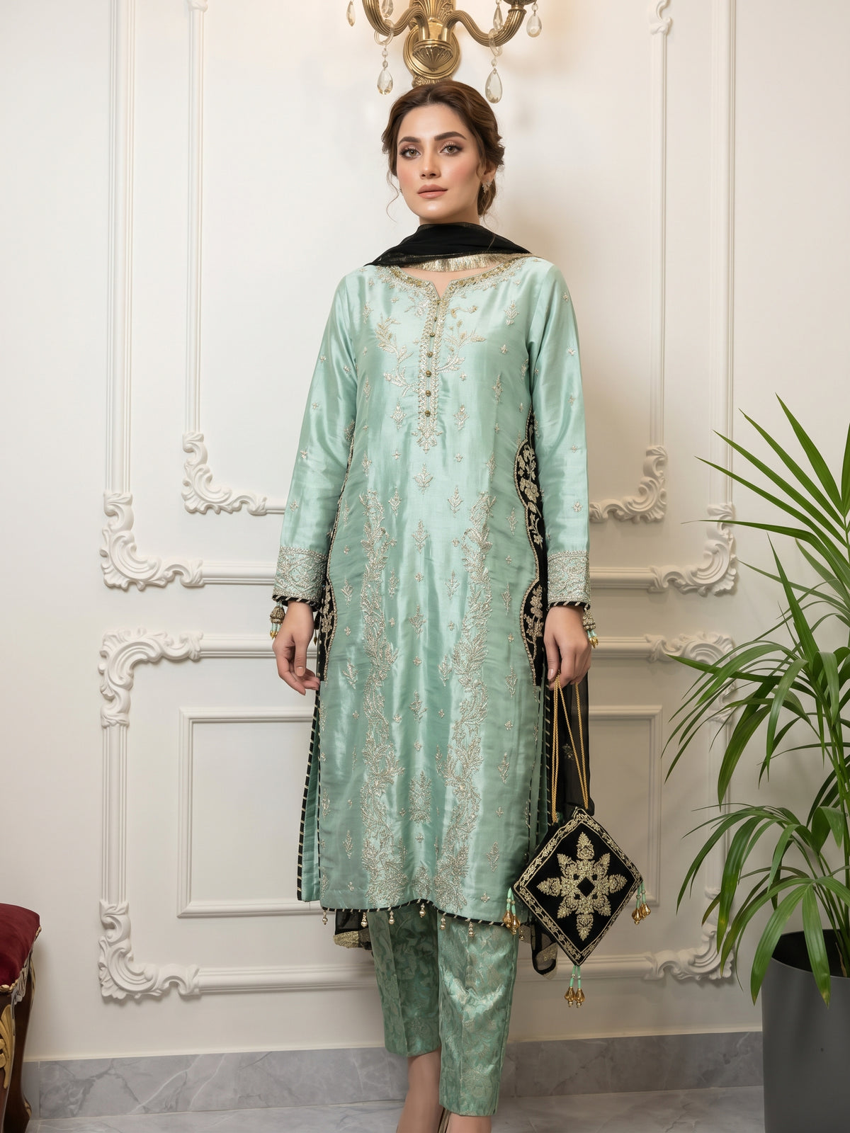 Pure Sheesha Silk With Potli
